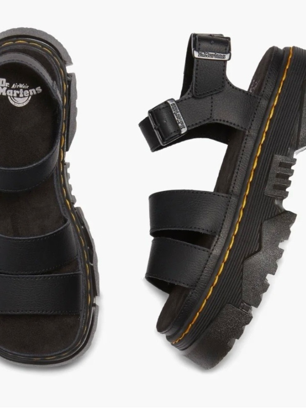 Dr. Martens Black Leather Mattison 2 strap sandal size 8 New in box